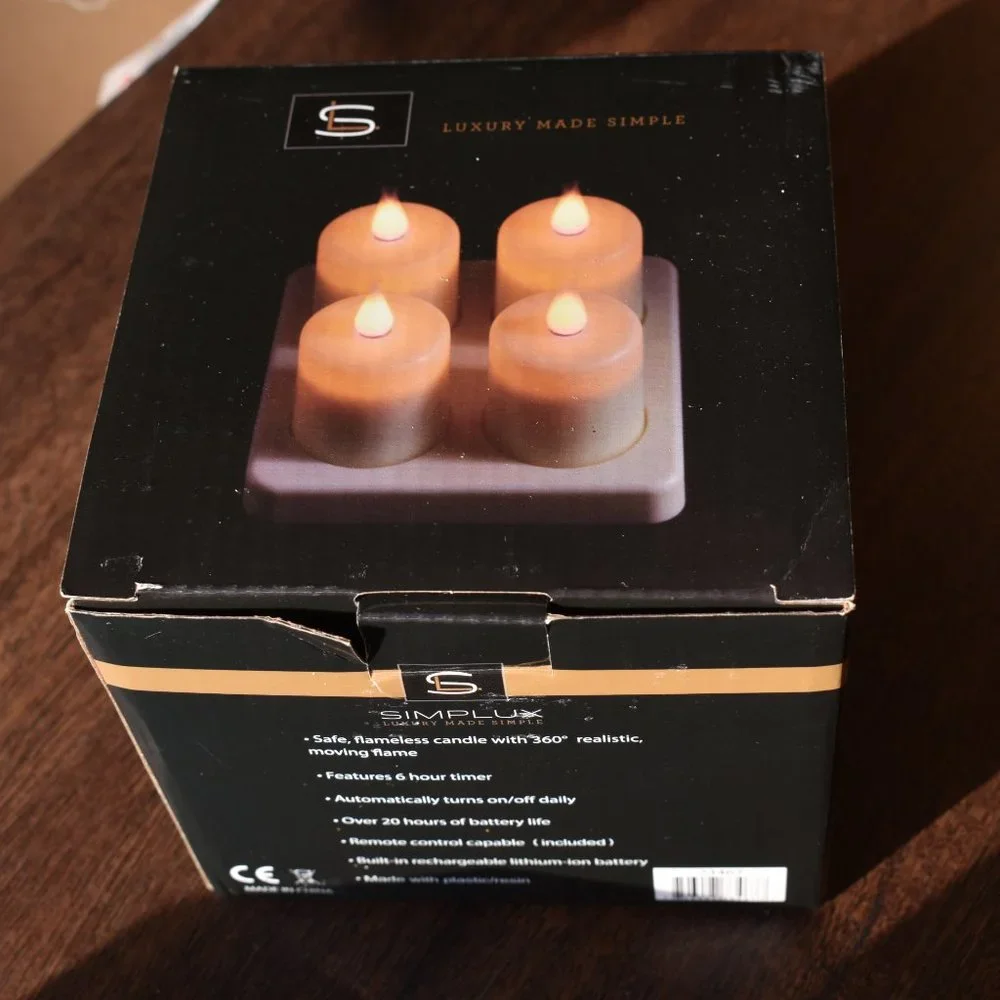 Simplux 4 x 2 in. Plastic Rechargeable Candle - White Set of (4) - Picture 2 of 4